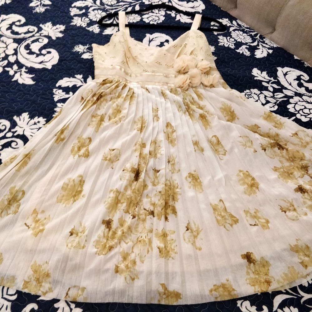 Anthropologie : Deletta Floral Cream Dress Size L